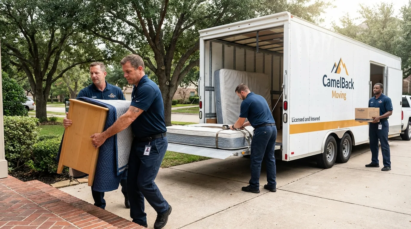 Crew loading residential truck for cross-state move from Vernal, UT